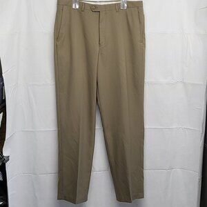 Haggar Q Mens Dress Pants 36 X 32 Straight Leg Polyester Beige